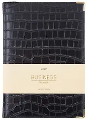 Книга для записей А4 100л кл. "BUSINESS PREMIUM. Impact (черный)" иск.кожа, поролон, мет.уголки, тонир.блок. зол.торец, 2 ляссе, инд.уп.