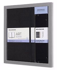 Набор Moleskine, Молескин Art Collection пенал с черногр.карандашами/блокнот Large нелинованный черный