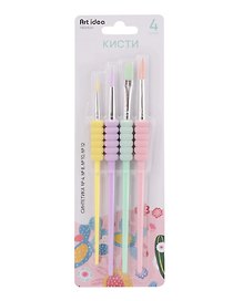 Кисти синтетика 4 штуки, держатель, Art idea