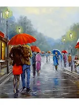 Холст с красками по номерам "Красные зонтики", 40 х 50 см