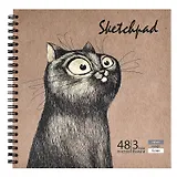 Скетчбук 195*195 48л "СМЕШНЫЕ ЖИВОТНЫЕ" тв.переплёт, гребень, бел.офсет, крафт-бумага, серый офсет