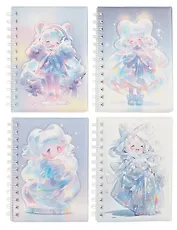 Записная книжка А6 80 листов в линейку, "Фея" дутая ПВХ-обложка, на спирали, в ассортименте