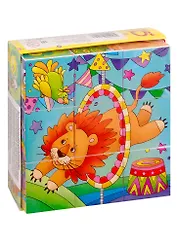 Умные кубики  в поддончике. 9 штук. Цирк