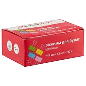 Зажимы для бумаг GoodMark, средние, 12 штук, цветные - 2