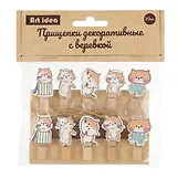 Прищепки декоративные с веревкой "Котята", 10 штук