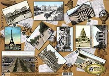 Декупажная карта Париж на открытках (E-020) (упаковка)
