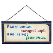 Табличка на стену У меня остался последний нерв (32311) (дерево)