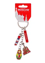 Брелок гроздь Москва с фигурной вставкой 13см (Москва-RUSSIA-Матрешка-ХВБ) (176-E-19-4)