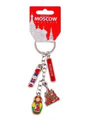 Брелок гроздь Москва с фигурной вставкой 13см (Москва-RUSSIA-Матрешка-ХВБ) (176-E-19-4)