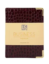 Ежедневник дат. 2026г. А6 176л "Business Premium. Lizard" бордо, 7Б, иск.кожа, обл.поролон, тв.переплет, мет.уголки, тонир.блок, зол.торец, справ.мат-лы, 2 ляссе, инд.уп