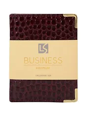 Ежедневник дат. 2026г. А6 176л "Business Premium. Lizard" бордо, 7Б, иск.кожа, обл.поролон, тв.переплет, мет.уголки, тонир.блок, зол.торец, справ.мат-лы, 2 ляссе, инд.уп
