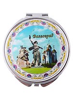 Зеркало Волгоград. Родина-Мать Стоять на смерть-Храм (мет.фольга орнам. пл.D7 цвет серебро)
