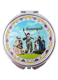 Зеркало Волгоград. Родина-Мать Стоять на смерть-Храм (мет.фольга орнам. пл.D7 цвет серебро)