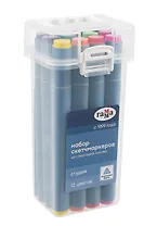 Маркеры для скетчинга 12цв "Студия" осн.цвета, двухсторонние, трехгранные, пулевид./клиновид. наконечники, пласт.кейс, ГАММА