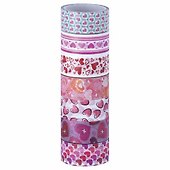 Клейкие WASHI-ленты для декора СЕРДЦА, 15 мм х 3 м, 7 цветов, рисовая бумага, ОСТРОВ СОКРОВИЩ, 661708 - 0
