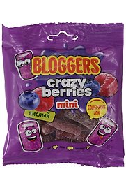 Мармелад жевательный BLOGGERS Крейзи берриз, Лесные Ягоды (мини трубочки), 75г