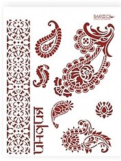 Трафарет пластиковый многоразовый Бордюр индийский с огурцами (8х43) (Б-10)