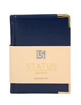 Ежедневник дат. 2026г. А6 176л "Status" темно-синий, 7Б, тв.переплет, иск.кожа, обл.поролон, мет.уголки, тонир.блок, цв.торец, ляссе, инд.уп