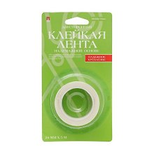 HOBBY TIME Клейкая лента на бумажной основе, двусторонняя, 24мм*5м, блистер