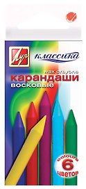 Восковые мелки «Классика», 6 цветов, круглые, Луч