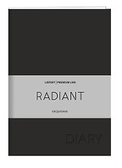 Ежедневник недат. А5 152л "Radiant" черный, иск.кожа, интегр.переплет, покрытие Soft Touch, офсет, скругл.углы, ляссе