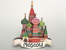 Магнит 3D из дерева Собор Василия Блаженного (Москва) (3D005)
