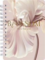 Записная книжка А6 120л кл. "Blossom", ирис, карт.обл., спираль, микротекстурирование, ламинация, тиснение золотой фольгой