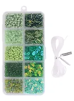 Набор бисера для рукоделия (зеленый микс)