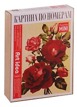 Картина по номерам, Красные розы (холст на картоне, 16,5х13 см.) (коробка) (ФР-00001159)