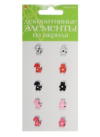 Декоративные элементы из акрила Набор №22 «Медвежата и жирафы», Hobby Time, 10 штук
