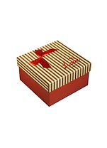 Коробка подарочная 9*9*5,5см, декор. бант, полоска, бордо, картон, Хансибэг