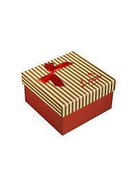 Коробка подарочная 9*9*5,5см, декор. бант, полоска, бордо, картон, Хансибэг
