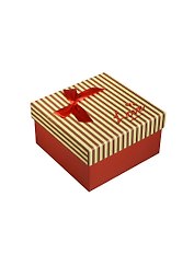 Коробка подарочная 9*9*5,5см, декор. бант, полоска, бордо, картон, Хансибэг