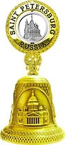 Сувенир, Акм, Колокольчик, фигурная вставка "Спас-на-Крови", рельеф, золото, в упаковке