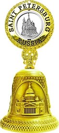 Сувенир, Акм, Колокольчик, фигурная вставка "Спас-на-Крови", рельеф, золото, в упаковке
