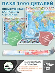 Карта+пазл "Политическая карта мира с флагами"