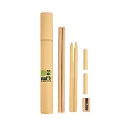 Набор канцелярский "Tree" 02шт карандаш ч/г, 02шт ручка шарик.синяя, точилка, тубус из крафт-бумаги, LEJOYS