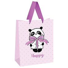 Пакет А4 32*26*12 "PandaGift_Pink" дет., бум.мат.ламинат
