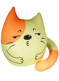 Игрушка-антистресс Котик 1 светлый с рыжим ушком (27х23) (ПТ- 4100402723)
