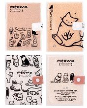 Книга для записей "Meow" А5, цветн. блок с рис., ПВХ обложка, с застёжкой, 128 л., в ассортименте