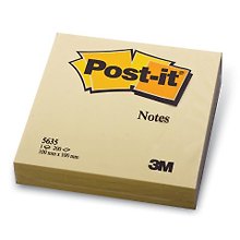 Блок бумаги 100*100 самоклеящийся Post-it 200л, канареечный-желтый, 3M