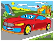 Набор ТМ Рыжий кот Холст с красками 18х24см по номерам Яркая машина (Арт. Х-9399)