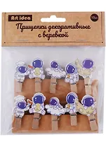 Прищепки декоративные с веревкой «Космонавты», 10 шт.