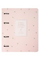 Тетрадь 120л кл. "April", розовый, на кольцах, тиснение золотой фольгой, обл. кож.зам