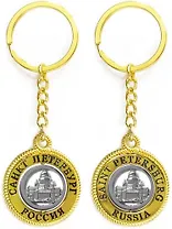 Сувенир, АКМ, Брелок-канат,)"Исаакиевский собор",, металл, вставка фигурная, цвет золото