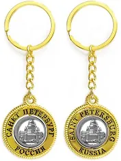 Сувенир, АКМ, Брелок-канат,)"Исаакиевский собор",, металл, вставка фигурная, цвет золото