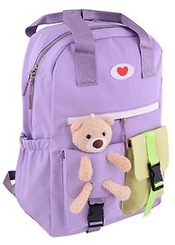 Рюкзак школьный «Bear» с игрушкой, сиреневый