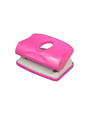 Дырокол 15 листов, малиновый неоновый, пластик, с линейкой, Proff