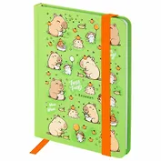 Записная книжка А6 96л кл. "Капибары" тв.обложка, резинка