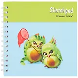 Скетчбук 195*195 80л "Авокадо" белый офсет, 100г/м2, тв.обложка, гребень